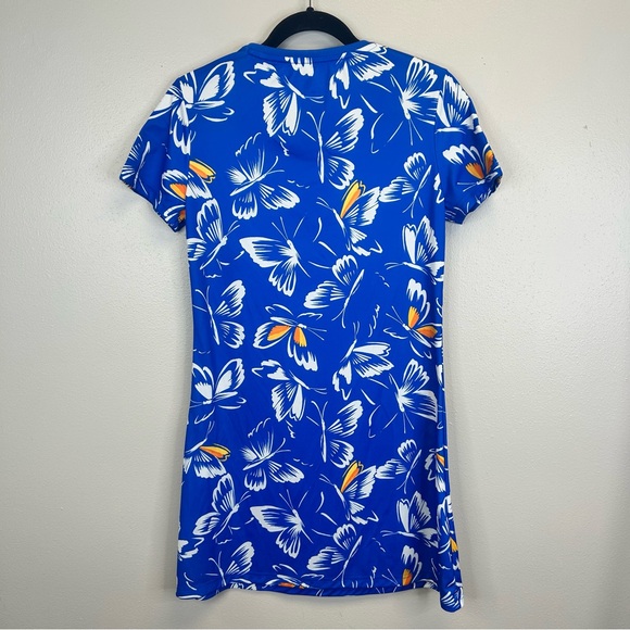 Adidas Blue Butterfly Tropical Dress Womens S Rainbow Athleisure Sporty Tennis - Picture 11 of 13